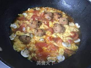 蘑菇番茄藕丸汤的做法步骤:8