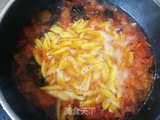 西红柿菜芯南瓜剪刀面的做法步骤:16