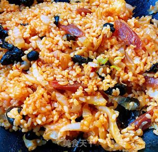 ##腊味#腊肠辣白菜炒饭的做法图解10