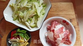 肉片炒儿菜的做法步骤：2