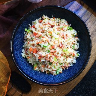 肘花火腿炒饭的做法步骤：11