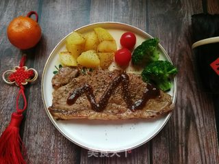 西兰花土豆黑胡椒牛排的做法步骤:15