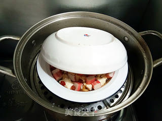 蟹柳蒸豆腐的做法步骤:7
