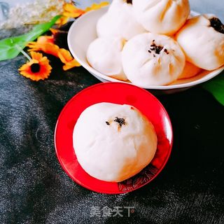 黑芝麻花生馅包子的做法步骤:16
