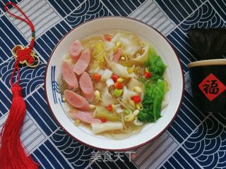 火腿生菜清汤烩面的做法步骤:14