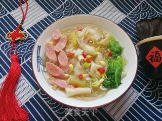 火腿生菜清汤烩面的做法步骤:15