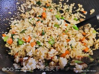 菜心牛肉炒饭的做法步骤:5