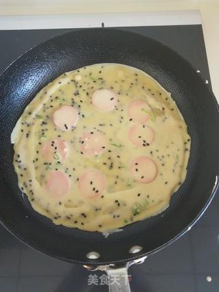 芝麻火腿煎饼的做法步骤:6