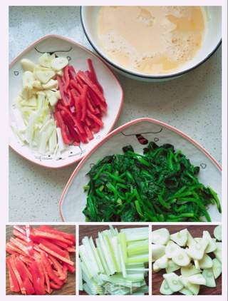 菠菜尖椒炒鹅蛋的做法步骤:3