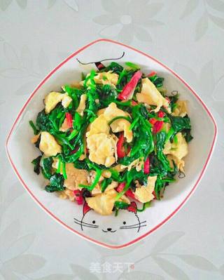 菠菜尖椒炒鹅蛋的做法步骤:6