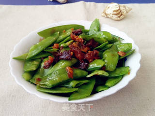 虾仁花蛤酱拌荷兰豆的做法步骤:5