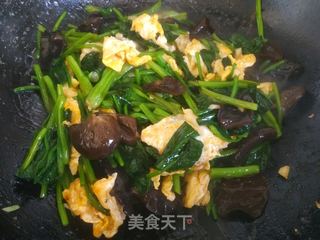 菠菜木耳炒鸡蛋的做法步骤：10