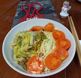 包菜肉丝拌面的做法步骤:11