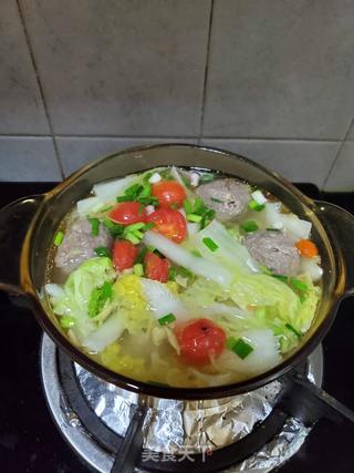 牛筋丸白菜汤的做法步骤:8