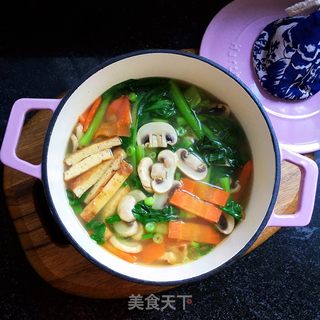 油豆腐口蘑汤的做法步骤：13