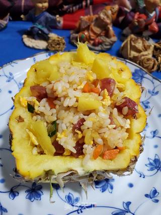 菠萝腊肠炒饭的做法步骤:14