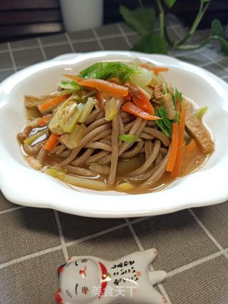 肉丝杂菜煮莜面的做法步骤:9