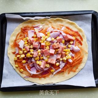 火腿蔬菜披萨的做法步骤:15