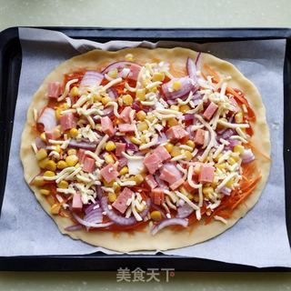 火腿蔬菜披萨的做法步骤:16
