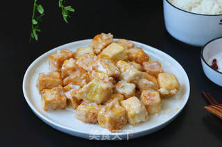 奶香爆豆腐的做法步骤:12