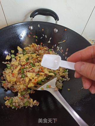培根芦笋蛋炒饭的做法步骤:8