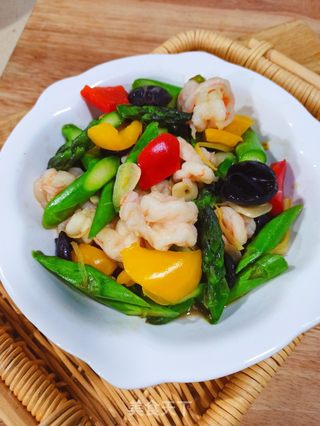 彩椒芦笋炒虾仁的做法步骤:11