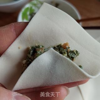 三种荠菜鲜肉馄饨的包法的做法步骤:6