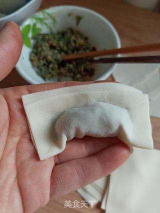 三种荠菜鲜肉馄饨的包法的做法步骤:14