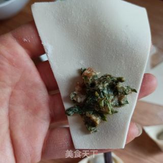 三种荠菜鲜肉馄饨的包法的做法步骤:9