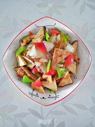 素鸡豆腐炒双椒的做法步骤:5