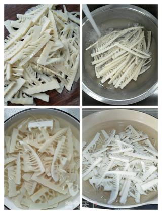 豆菇五花炒春笋的做法步骤:4