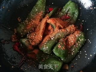 孜然虎皮椒的做法步骤:8