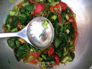 番茄小白菜拌面的做法步骤:6