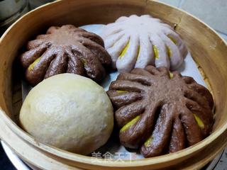 可可花朵馒头的做法步骤:20