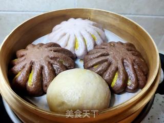 可可花朵馒头的做法步骤:22
