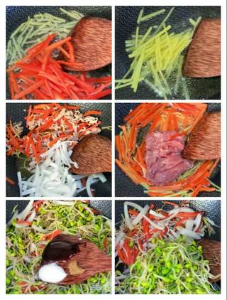 姜丝炒青豆芽的做法步骤：5