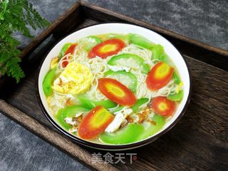 鸡蛋丝瓜汤面的做法步骤:10