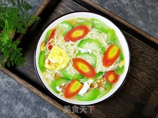 鸡蛋丝瓜汤面的做法步骤:11