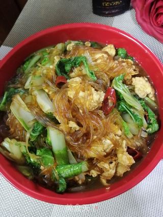 奶白菜炒鸡蛋粉条的做法步骤:12