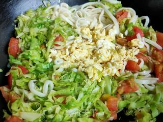 番茄包菜炒面的做法步骤:10