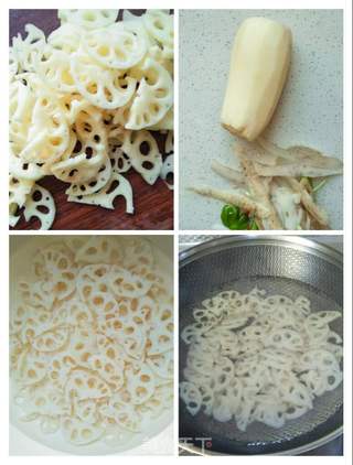 口蘑肉末炒莲藕的做法步骤:3
