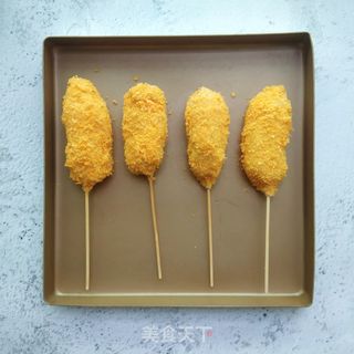 不用油炸❗咔滋脆咸蛋黄拉丝热狗棒的做法步骤:6