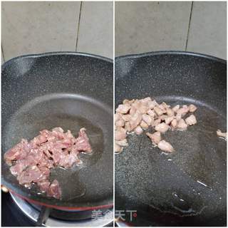 杏鲍菇炒肉丁的做法步骤:4