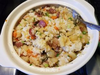 腊味土豆煲仔饭的做法步骤:12