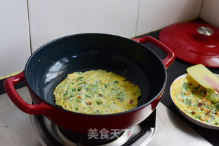 香菇油菜鸡蛋饼的做法步骤:8