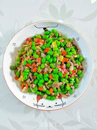 甜椒肉末炒毛豆的做法步骤:6