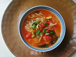 海带芽泡菜粉丝汤的做法步骤:12