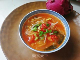 海带芽泡菜粉丝汤的做法步骤:13