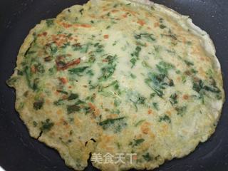 油麦菜茼蒿鸡蛋饼的做法步骤:5