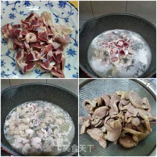 酸豆角炒鸡胗的做法步骤:2
